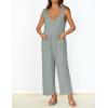 ZESICA Women’s Summer Loose Sleeveless Jumpsuits Linen Adjustable Straps Oversized Wide Leg Long Overall Rompers with Pockets(Sage)