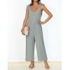 ZESICA Women’s Summer Loose Sleeveless Jumpsuits Linen Adjustable Straps Oversized Wide Leg Long Overall Rompers with Pockets(Sage)