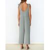 ZESICA Women’s Summer Loose Sleeveless Jumpsuits Linen Adjustable Straps Oversized Wide Leg Long Overall Rompers with Pockets(Sage)