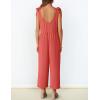 ZESICA Women’s Summer Loose Sleeveless Jumpsuits Linen Adjustable Straps Oversized Wide Leg Long Overall Rompers with Pockets(Watermelon)