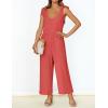 ZESICA Women’s Summer Loose Sleeveless Jumpsuits Linen Adjustable Straps Oversized Wide Leg Long Overall Rompers with Pockets(Watermelon)