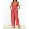 ZESICA Women’s Summer Loose Sleeveless Jumpsuits Linen Adjustable Straps Oversized Wide Leg Long Overall Rompers with Pockets(Watermelon)