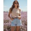 ZESICA Women’s Summer Off Shoulder Floral Sweaters 2026 Cap Sleeve Loose Knit Cute Pullover Tops Trendy Clothes(Almond)