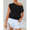 ZESICA Women’s Summer Off Shoulder Floral Sweaters 2026 Cap Sleeve Loose Knit Cute Pullover Tops Trendy Clothes(Black)