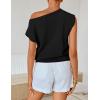 ZESICA Women’s Summer Off Shoulder Floral Sweaters 2026 Cap Sleeve Loose Knit Cute Pullover Tops Trendy Clothes(Black)