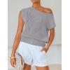 ZESICA Women’s Summer Off Shoulder Floral Sweaters 2026 Cap Sleeve Loose Knit Cute Pullover Tops Trendy Clothes(Grey)