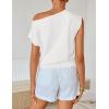 ZESICA Women’s Summer Off Shoulder Floral Sweaters 2026 Cap Sleeve Loose Knit Cute Pullover Tops Trendy Clothes(White)