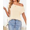 ZESICA Women’s Summer Off The Shoulder Knit Tops 2026 Casual Short Sleeve Oversized Shirt(Apricot)