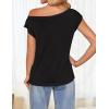 ZESICA Women’s Summer Off The Shoulder Knit Tops 2026 Casual Short Sleeve Oversized Shirt(Black)