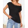ZESICA Women’s Summer Off The Shoulder Knit Tops 2026 Casual Short Sleeve Oversized Shirt(Black)