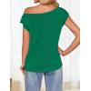 ZESICA Women’s Summer Off The Shoulder Knit Tops 2026 Casual Short Sleeve Oversized Shirt(Green)