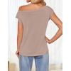 ZESICA Women’s Summer Off The Shoulder Knit Tops 2026 Casual Short Sleeve Oversized Shirt(Natural)