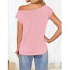 ZESICA Women’s Summer Off The Shoulder Knit Tops 2026 Casual Short Sleeve Oversized Shirt(Pink)