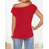 ZESICA Women’s Summer Off The Shoulder Knit Tops 2026 Casual Short Sleeve Oversized Shirt(Red)