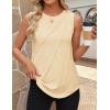 ZESICA Women’s Summer Pleated Tank Top Sleeveless Crewneck Business Casual Loose Tops Shirts 2026 Fashion Clothes Outfits(Apricot)