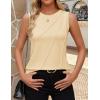 ZESICA Women’s Summer Pleated Tank Top Sleeveless Crewneck Business Casual Loose Tops Shirts 2026 Fashion Clothes Outfits(Apricot)