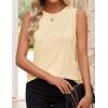 ZESICA Women’s Summer Pleated Tank Top Sleeveless Crewneck Business Casual Loose Tops Shirts 2026 Fashion Clothes Outfits(Apricot)