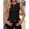 ZESICA Women’s Summer Pleated Tank Top Sleeveless Crewneck Business Casual Loose Tops Shirts 2026 Fashion Clothes Outfits(Black)