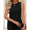 ZESICA Women’s Summer Pleated Tank Top Sleeveless Crewneck Business Casual Loose Tops Shirts 2026 Fashion Clothes Outfits(Black)
