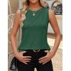 ZESICA Women’s Summer Pleated Tank Top Sleeveless Crewneck Business Casual Loose Tops Shirts 2026 Fashion Clothes Outfits(Green)