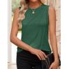 ZESICA Women’s Summer Pleated Tank Top Sleeveless Crewneck Business Casual Loose Tops Shirts 2026 Fashion Clothes Outfits(Green)