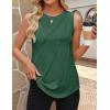ZESICA Women’s Summer Pleated Tank Top Sleeveless Crewneck Business Casual Loose Tops Shirts 2026 Fashion Clothes Outfits(Green)