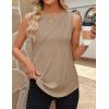 ZESICA Women’s Summer Pleated Tank Top Sleeveless Crewneck Business Casual Loose Tops Shirts 2026 Fashion Clothes Outfits(Khaki)