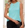 ZESICA Women’s Summer Pleated Tank Top Sleeveless Crewneck Business Casual Loose Tops Shirts 2026 Fashion Clothes Outfits(Lakegreen)