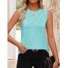 ZESICA Women’s Summer Pleated Tank Top Sleeveless Crewneck Business Casual Loose Tops Shirts 2026 Fashion Clothes Outfits(Lakegreen)