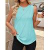 ZESICA Women’s Summer Pleated Tank Top Sleeveless Crewneck Business Casual Loose Tops Shirts 2026 Fashion Clothes Outfits(Lakegreen)