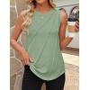 ZESICA Women’s Summer Pleated Tank Top Sleeveless Crewneck Business Casual Loose Tops Shirts 2026 Fashion Clothes Outfits(Lightgreen)