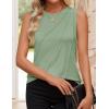 ZESICA Women’s Summer Pleated Tank Top Sleeveless Crewneck Business Casual Loose Tops Shirts 2026 Fashion Clothes Outfits(Lightgreen)