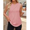 ZESICA Women’s Summer Pleated Tank Top Sleeveless Crewneck Business Casual Loose Tops Shirts 2026 Fashion Clothes Outfits(Pink)