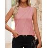 ZESICA Women’s Summer Pleated Tank Top Sleeveless Crewneck Business Casual Loose Tops Shirts 2026 Fashion Clothes Outfits(Pink)