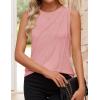 ZESICA Women’s Summer Pleated Tank Top Sleeveless Crewneck Business Casual Loose Tops Shirts 2026 Fashion Clothes Outfits(Pink)