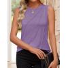 ZESICA Women’s Summer Pleated Tank Top Sleeveless Crewneck Business Casual Loose Tops Shirts 2026 Fashion Clothes Outfits(Purple)