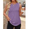 ZESICA Women’s Summer Pleated Tank Top Sleeveless Crewneck Business Casual Loose Tops Shirts 2026 Fashion Clothes Outfits(Purple)