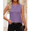 ZESICA Women’s Summer Pleated Tank Top Sleeveless Crewneck Business Casual Loose Tops Shirts 2026 Fashion Clothes Outfits(Purple)