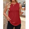 ZESICA Women’s Summer Pleated Tank Top Sleeveless Crewneck Business Casual Loose Tops Shirts 2026 Fashion Clothes Outfits(Red)