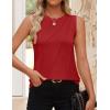 ZESICA Women’s Summer Pleated Tank Top Sleeveless Crewneck Business Casual Loose Tops Shirts 2026 Fashion Clothes Outfits(Red)