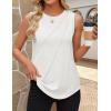 ZESICA Women’s Summer Pleated Tank Top Sleeveless Crewneck Business Casual Loose Tops Shirts 2026 Fashion Clothes Outfits(White)