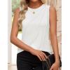ZESICA Women’s Summer Pleated Tank Top Sleeveless Crewneck Business Casual Loose Tops Shirts 2026 Fashion Clothes Outfits(White)