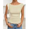 ZESICA Women’s Summer Ruched Trendy Tank Top 2026 Cap Sleeve Boat Neck Slim Fit Spring Tops Going Out Tee Shirts Fashion(Apricot)