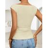 ZESICA Women’s Summer Ruched Trendy Tank Top 2026 Cap Sleeve Boat Neck Slim Fit Spring Tops Going Out Tee Shirts Fashion(Apricot)