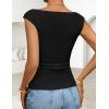 ZESICA Women’s Summer Ruched Trendy Tank Top 2026 Cap Sleeve Boat Neck Slim Fit Spring Tops Going Out Tee Shirts Fashion(Black)