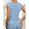 ZESICA Women’s Summer Ruched Trendy Tank Top 2026 Cap Sleeve Boat Neck Slim Fit Spring Tops Going Out Tee Shirts Fashion(Blue)