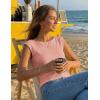 ZESICA Women’s Summer Ruched Trendy Tank Top 2026 Cap Sleeve Boat Neck Slim Fit Spring Tops Going Out Tee Shirts Fashion(Pink)