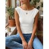 ZESICA Women’s Summer Ruched Trendy Tank Top 2026 Cap Sleeve Boat Neck Slim Fit Spring Tops Going Out Tee Shirts Fashion(White)