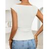 ZESICA Women’s Summer Ruched Trendy Tank Top 2026 Cap Sleeve Boat Neck Slim Fit Spring Tops Going Out Tee Shirts Fashion(White)