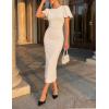 ZESICA Women’s Summer Short Sleeve Bodycon Midi Dress 2026 Spring Elegant Formal Wedding Guest Cocktail Party Dresses(Apricot)